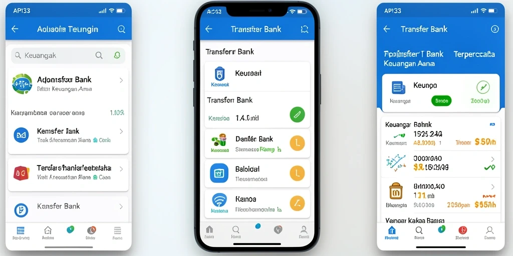 Tampilan antarmuka aplikasi Transfer Bank API33 yang modern dan fungsional.