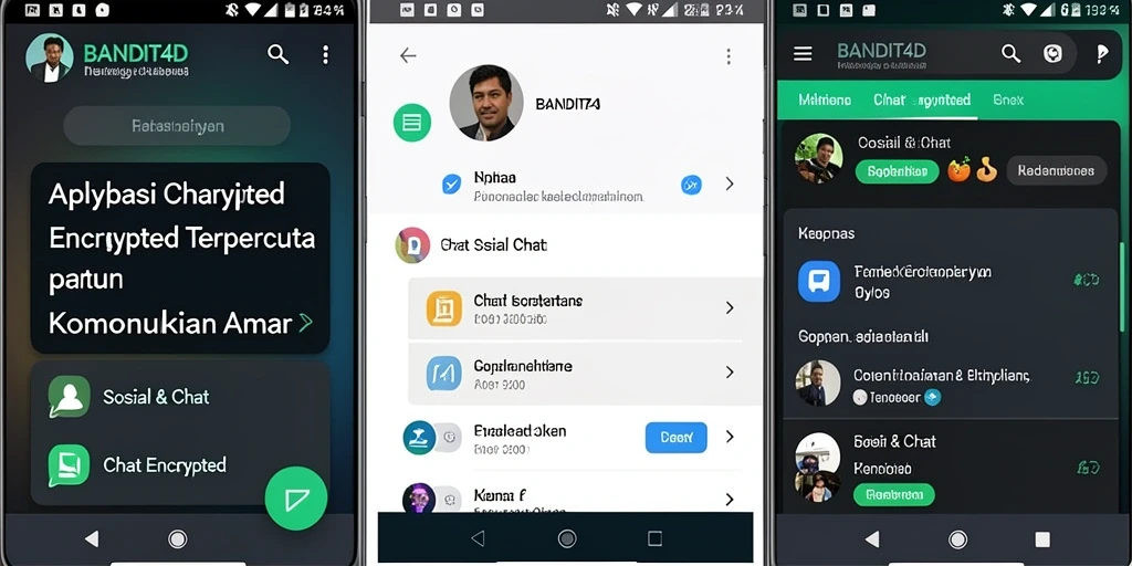 Antarmuka aplikasi BANDIT4D dengan fitur Chat Encrypted yang aman.