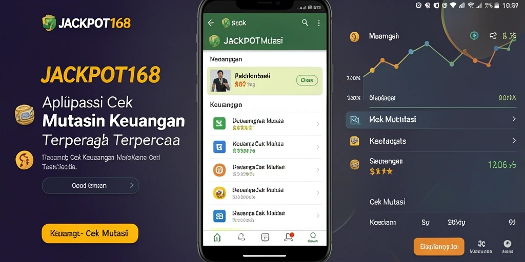 Antarmuka aplikasi JACKPOT168 untuk cek mutasi keuangan dengan detail transaksi.