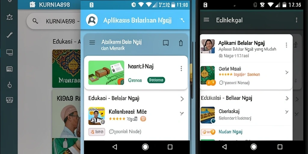 Antarmuka aplikasi KURNIA898 untuk belajar ngaji yang menarik dan interaktif.