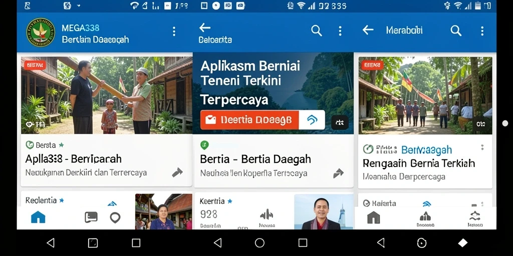 Antarmuka aplikasi MEGA338 yang menampilkan berita daerah terbaru.