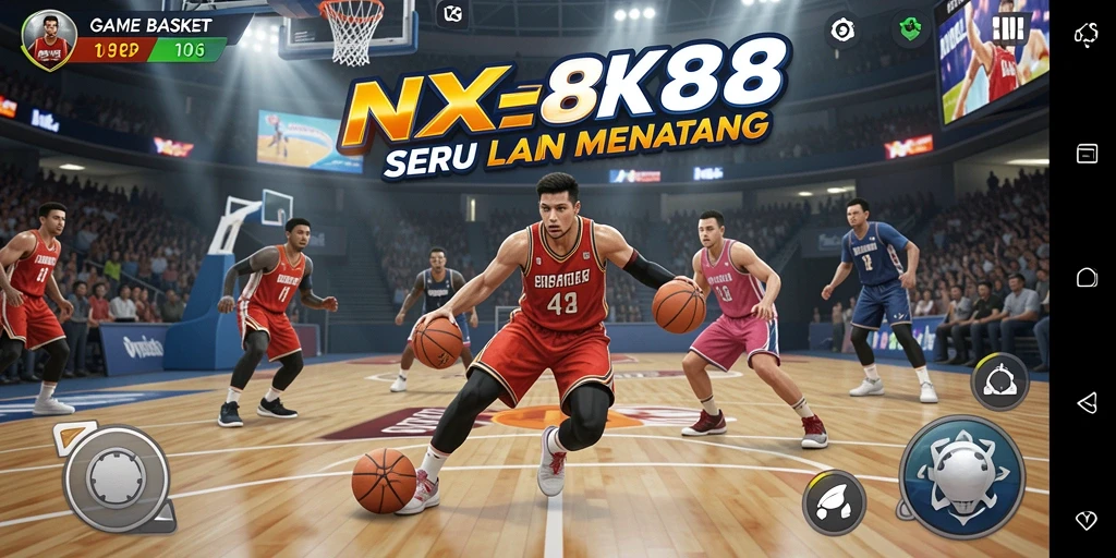 Tampilan antarmuka NX888 menampilkan aksi basket yang mendebarkan.