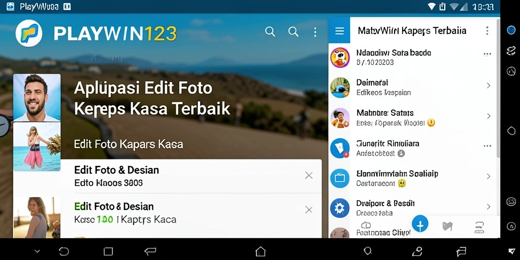 Tampilan antarmuka PLAYWIN123 yang intuitif dan fungsi pengeditan foto.