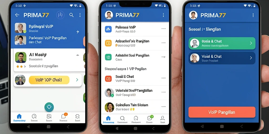 Tampilan antarmuka PRIMA77 yang sederhana dan intuitif untuk VoIP Panggilan.