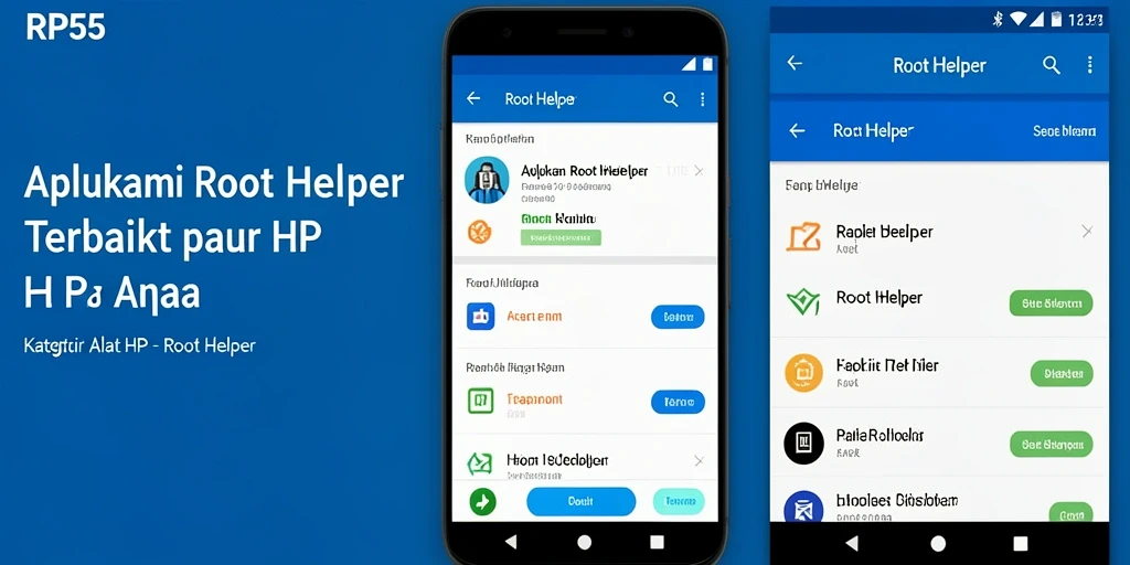 Tampilan antarmuka aplikasi RP55 sebagai Root Helper yang rapi dan fungsional.